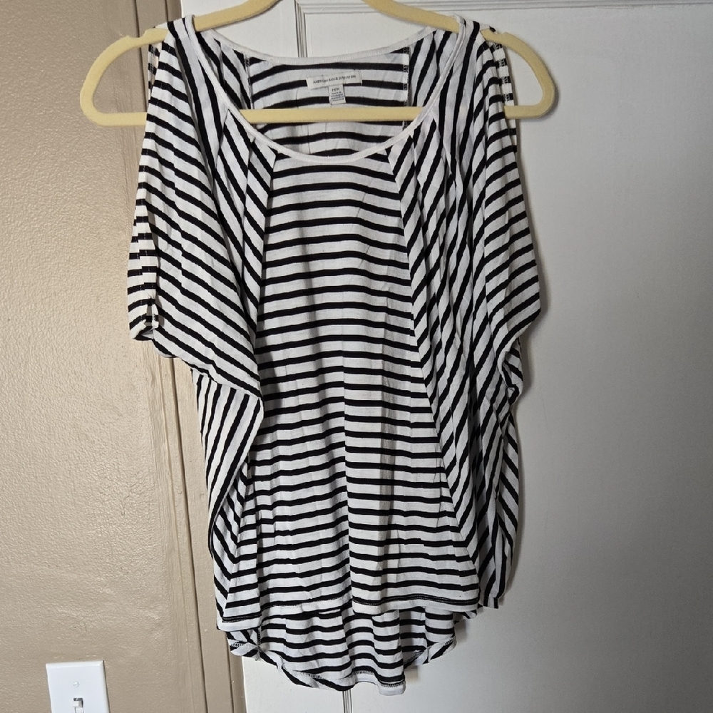 American Eagle Outfitters Black and White Striped Blouse